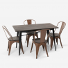 set tavolo rettangolare 120x60 con 4 sedie acciaio legno design industriale ralph Misure