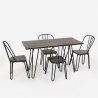 set tavolo rettangolare 120x60 con 4 sedie legno acciaio industriale design magis 