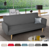 Divano letto 3 posti clic clac in tessuto reclinabile design nordico Perla 