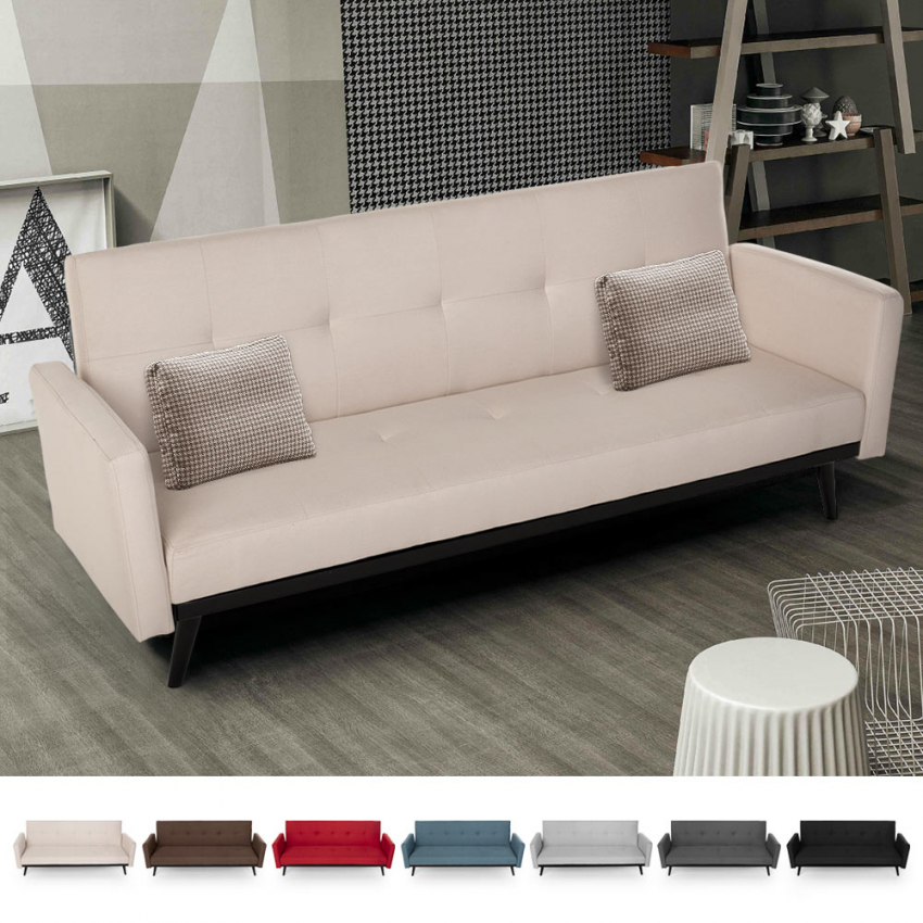 Divano letto 3 posti in tessuto reclinabile clic clac design moderno Tulum 
