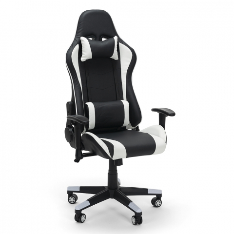 Poltrona gaming sedia ufficio ergonomica cuscini similpelle SilverStone Promozione