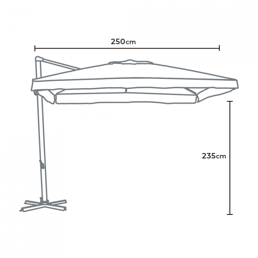 Ombrellone da giardino a braccio orientabile in alluminio palo decentrato  3x3m Paradise Brown