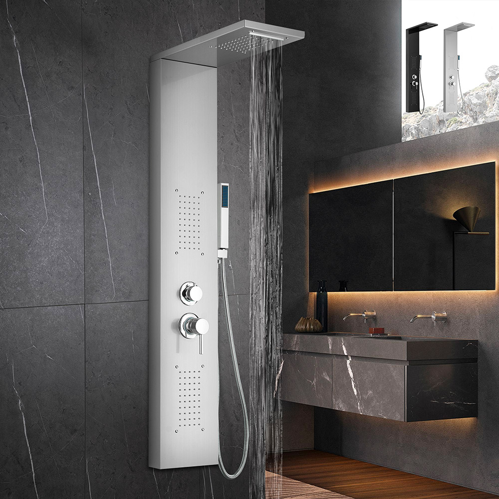 Pannello colonna doccia in acciaio con miscelatore cascata idromassaggio Sirmione