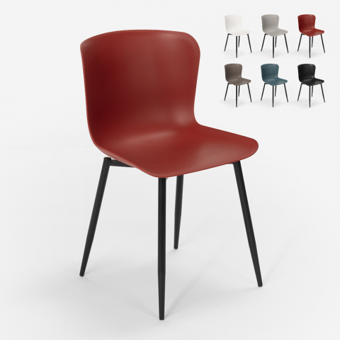 Sedia design moderno in polipropilene e metallo per cucina bar ristorante Chloe Promozione