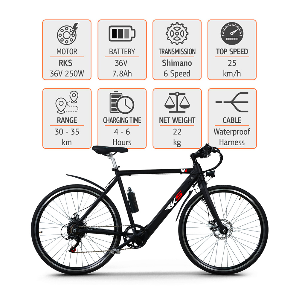 Bicicletta elettrica ebike city bike da uomo 250W Shimano W6 - Foto 13 di 22