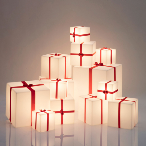 Lampada da terra tavolo cubo luminoso pacco Natale Slide Merry Cubo