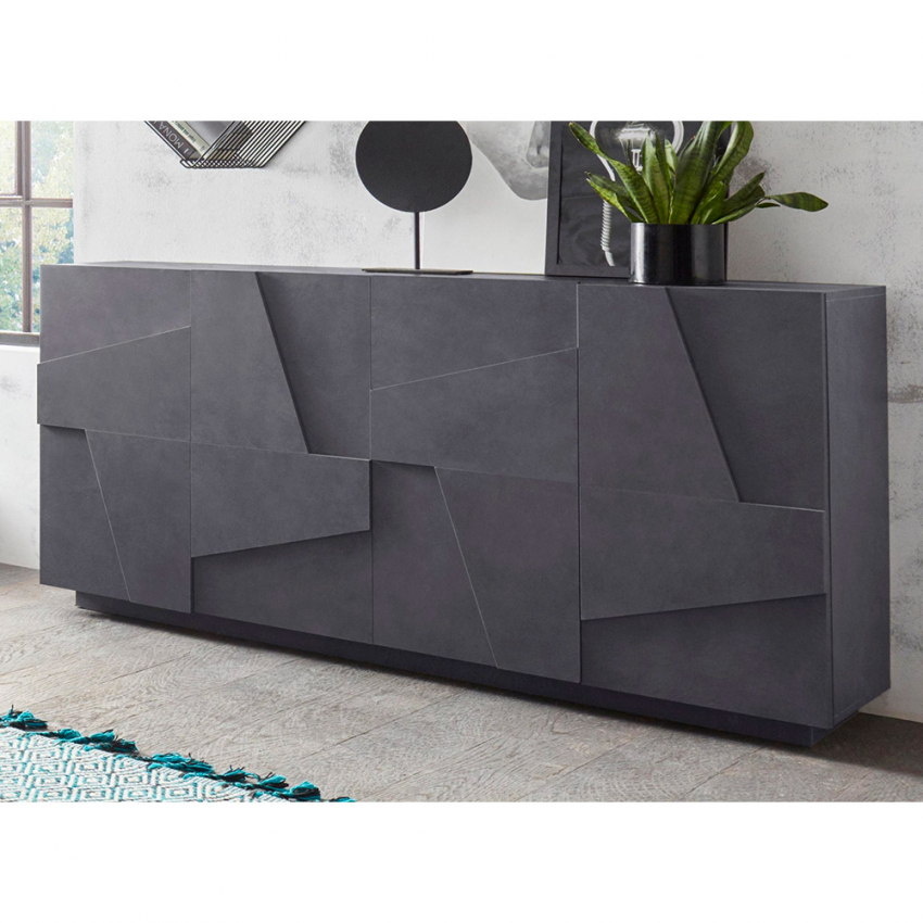 Credenza soggiorno madia 4 ante 2 vani con mensole moderno Ping Side L  Concrete