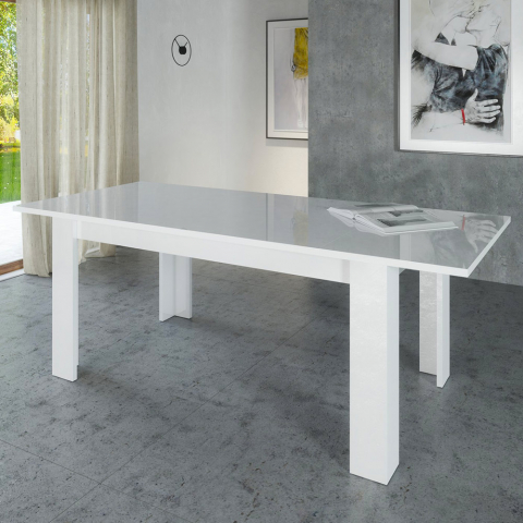 Tavolo da pranzo bianco allungabile 160-210x90cm design moderno bianco Jesi Long