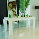 Tavolo da pranzo bianco allungabile 160-210x90cm design moderno bianco Jesi Long Saldi