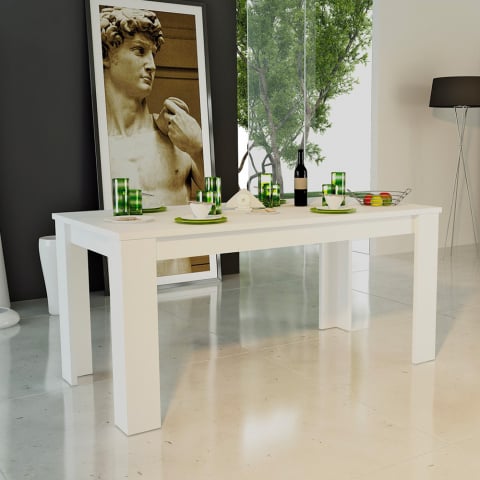 Tavolo da pranzo moderno legno bianco allungabile 160-210x90cm Jesi Larch Promozione