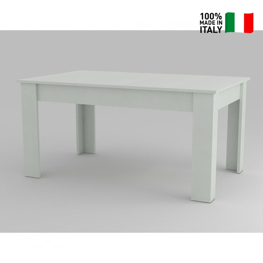 Jesi Larch Tavolo da pranzo moderno legno bianco allungabile 160-210x90cm