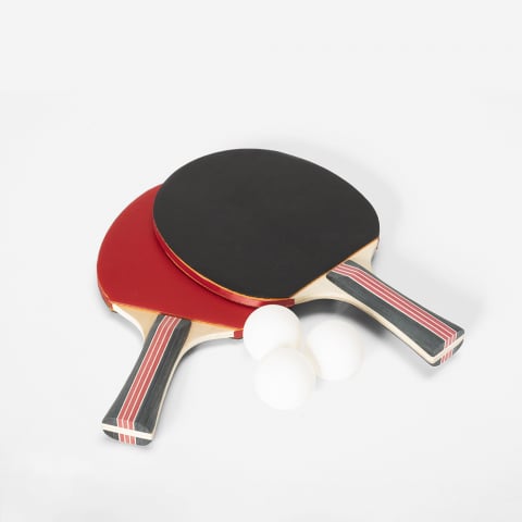 Set 2 racchette e 3 palline per ping pong Corkscrew
