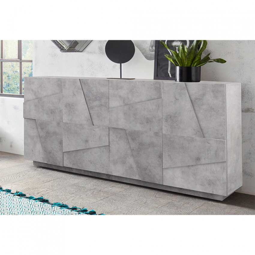 Credenza soggiorno madia 4 ante 2 vani con mensole moderno Ping Side L  Concrete