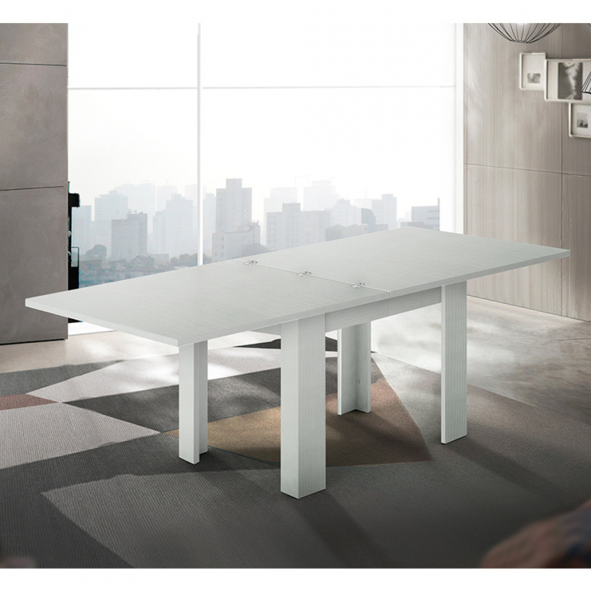 Jesi Liber Tavolo da pranzo tavolino allungabile a libro 90-180x90cm legno  bianco
