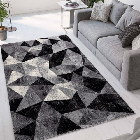 Tappeto design moderno geometrico rettangolare grigio nero Milano GRI011
