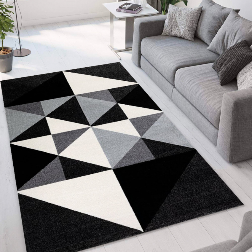 Tappeto da cucina lungo moderno grigio scuro geometrico tappeto