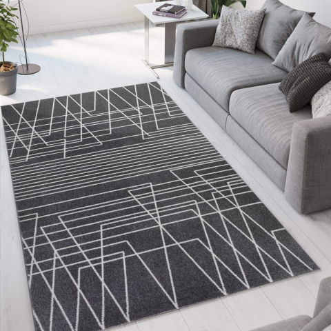 Tappeto design geometrico moderno rettangolare grigio nero Milano GRI016