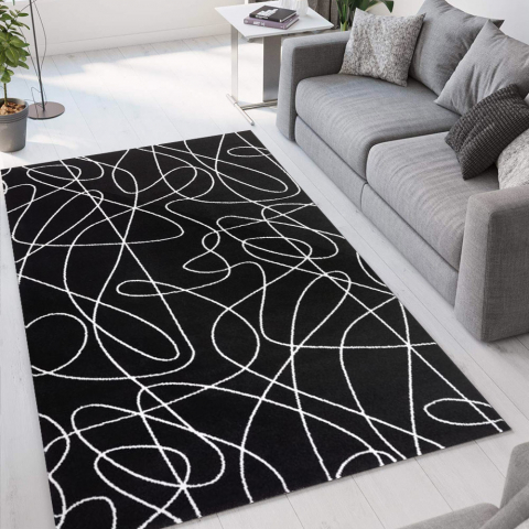 Tappeto moderno soggiorno design Milano linee nero bianco NER001