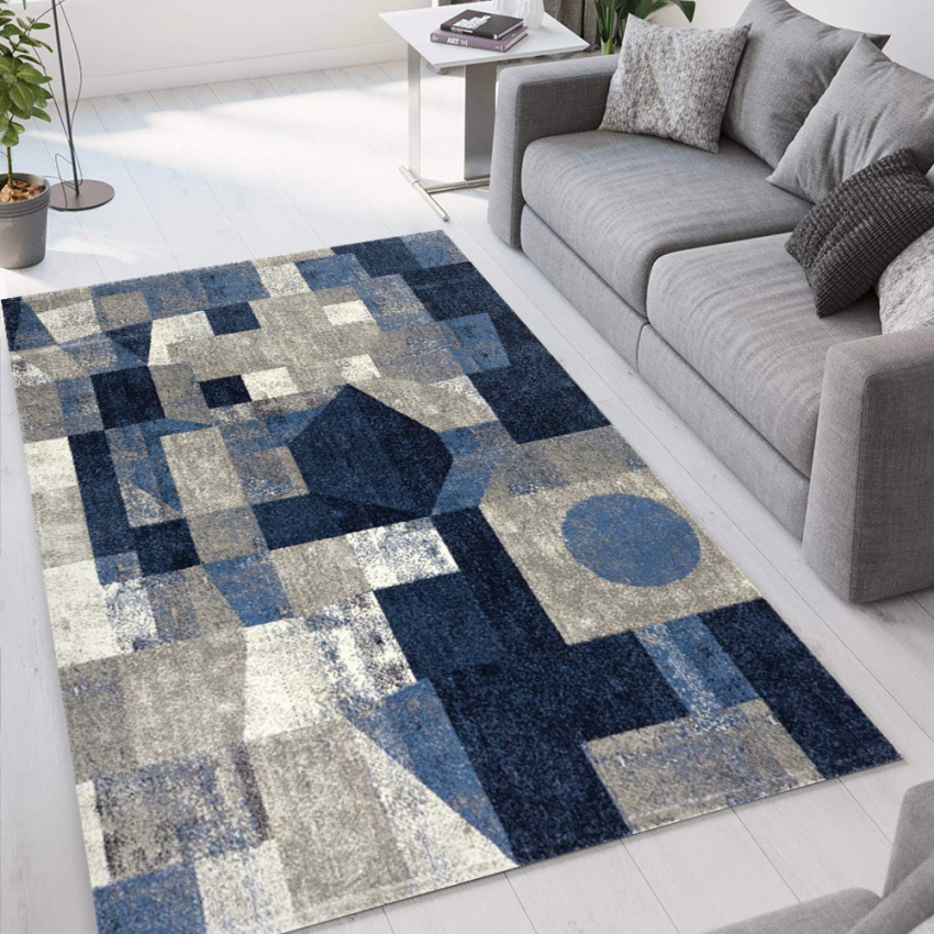Accessori Salotto Moderno Cuscini Per Divano Rettangolari Il tappeto del  soggiorno grigio-blu è rettangolare, resistente e non sbiadisce Tappeto
