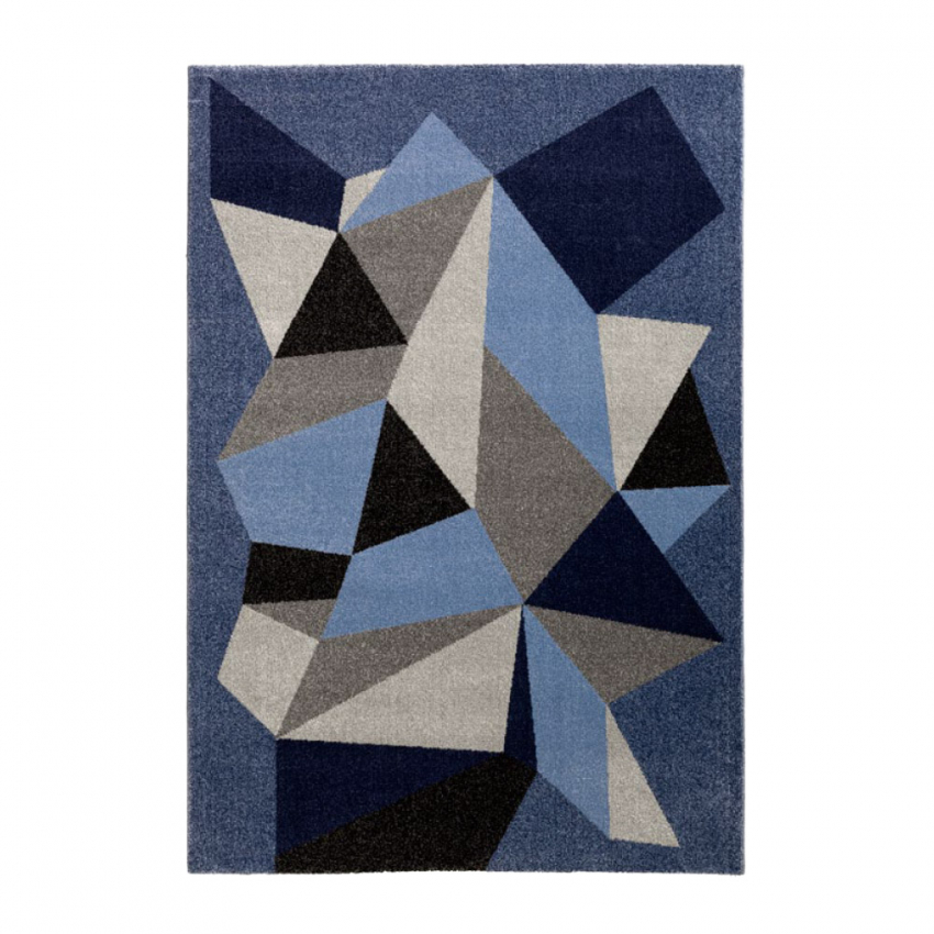 BLU016 Tappeto soggiorno design geometrico moderno grigio blu Milano