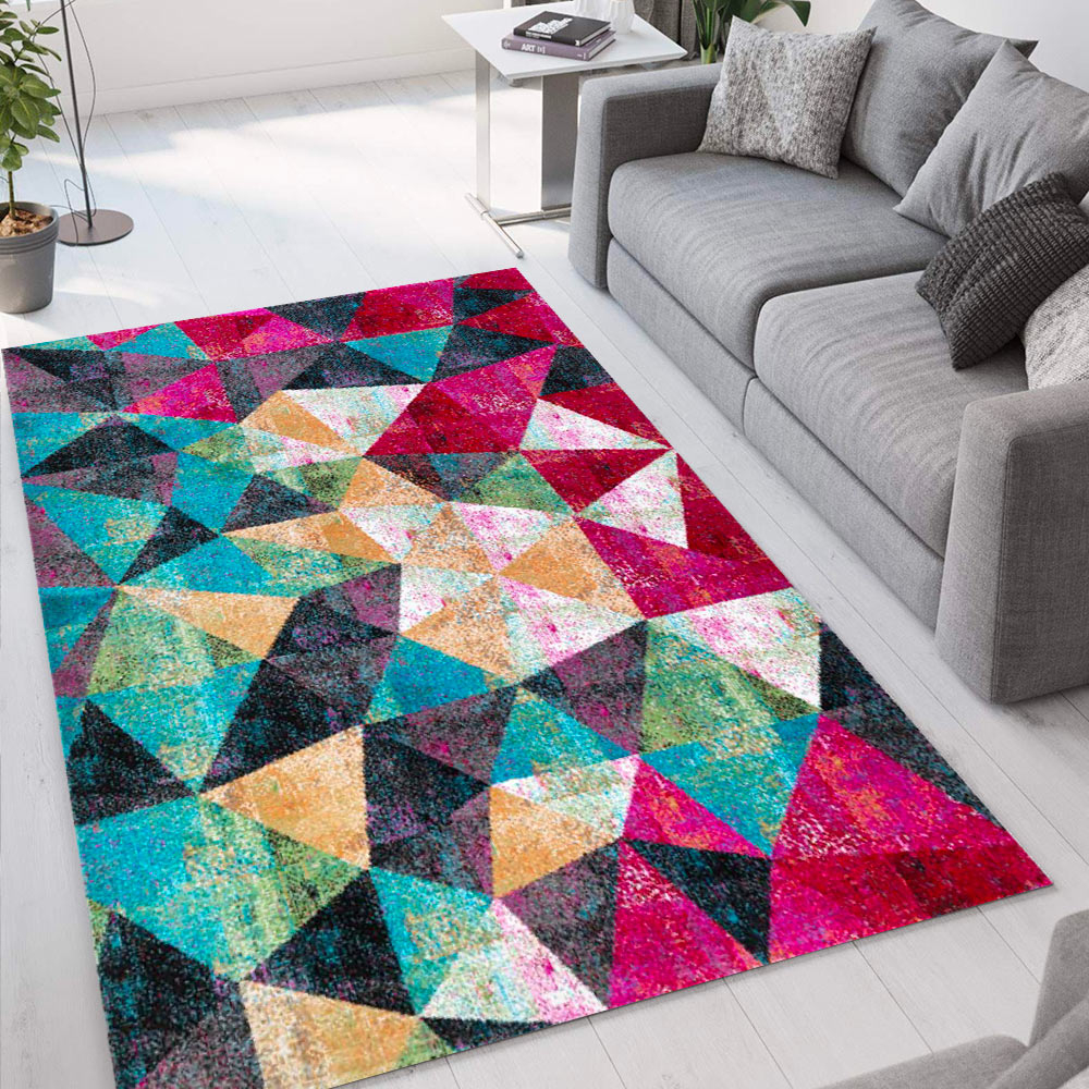 Tappeto design geometrico soggiorno moderno multicolore Milano MUL019