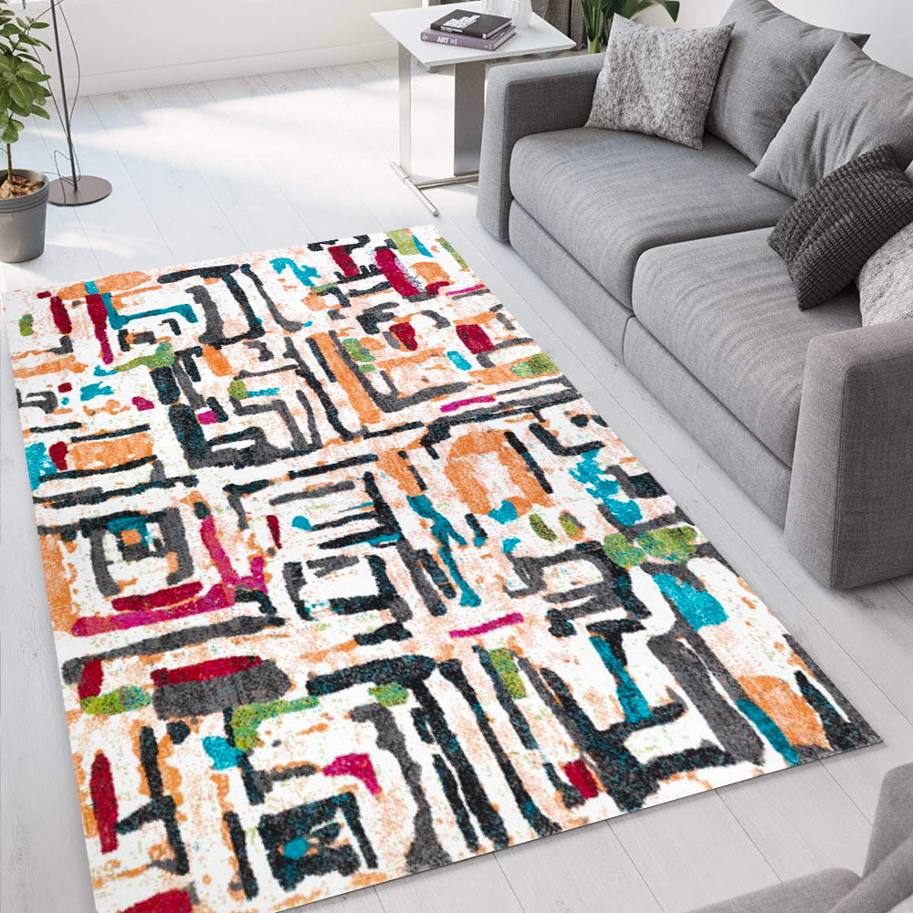 Tappeto salotto design moderno pop art multicolore Milano MUL021