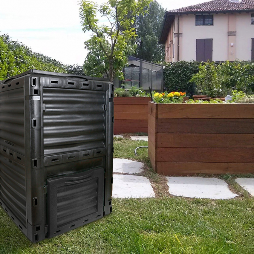 Compostiera da giardino composter esterno in plastica 300 litri Humus Promozione