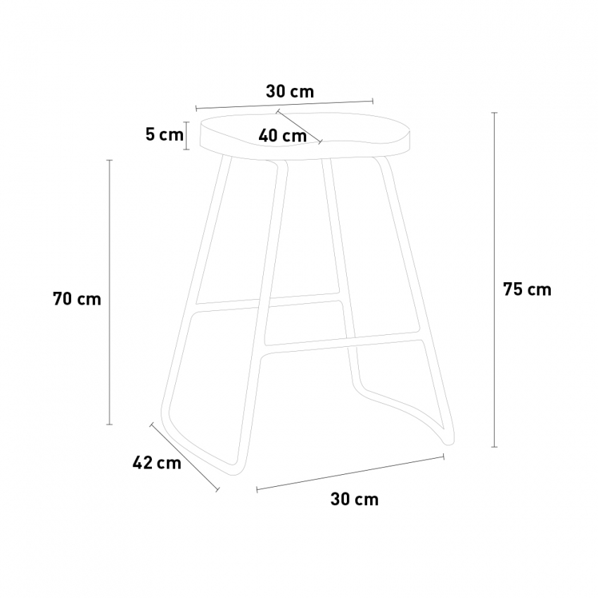 2 Sgabelli Bar fissi Circolari in Legno e Ferro Seduta Imbottita Stile  Industriale