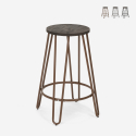 Sgabello alto design industriale in metallo legno per bar ristoranti cucine Carbon Top Offerta