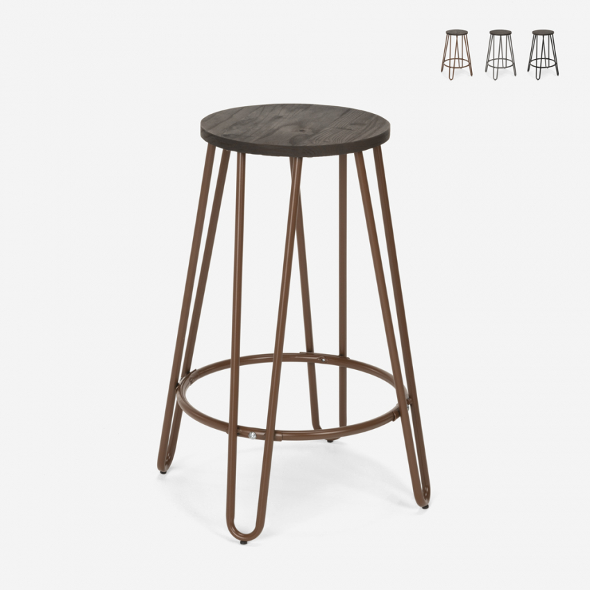 Sgabello alto design industriale in metallo legno per bar ristoranti cucine Carbon Top Offerta Sgabello alto design industriale in metallo legno per bar ristoranti cucine Carbon Top Offerta