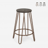 Sgabello alto design industriale in metallo legno per bar ristoranti cucine Carbon Top Offerta