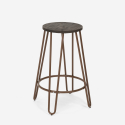 Sgabello alto design industriale in metallo legno per bar ristoranti cucine Carbon Top Misure