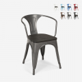 sedie design metallo legno industriale stile Lix bar cucine steel wood arm Promozione