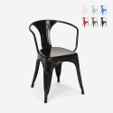 sedie Lix industrial con braccioli acciaio per cucina e bar steel arm Offerta