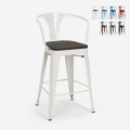 Sgabello Tolix industriale h68cm schienale top legno Steel Wood Back Promozione