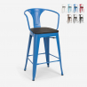 Sgabello Tolix industriale h68cm schienale top legno Steel Wood Back Offerta