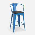 Sgabello Tolix industriale h68cm schienale top legno Steel Wood Back 