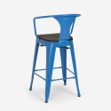 Sgabello Tolix industriale h68cm schienale top legno Steel Wood Back 