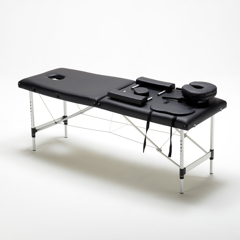 miniatura 17  - Lettino da Massaggio in Alluminio Pieghevole Portatile 2 Zone 210 cm Shiatsu