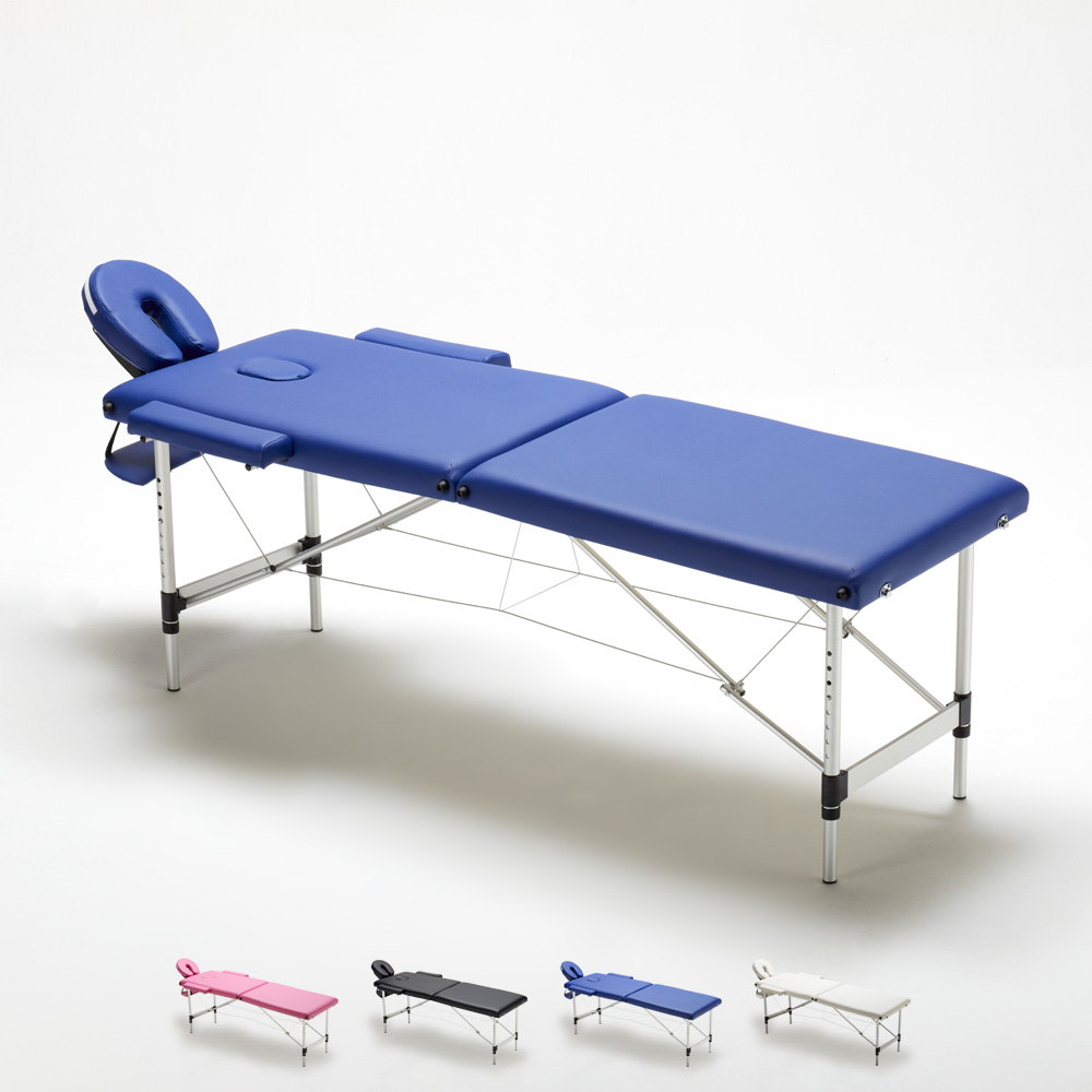 miniatura 33  - Lettino da Massaggio in Alluminio Pieghevole Portatile 2 Zone 210 cm Shiatsu