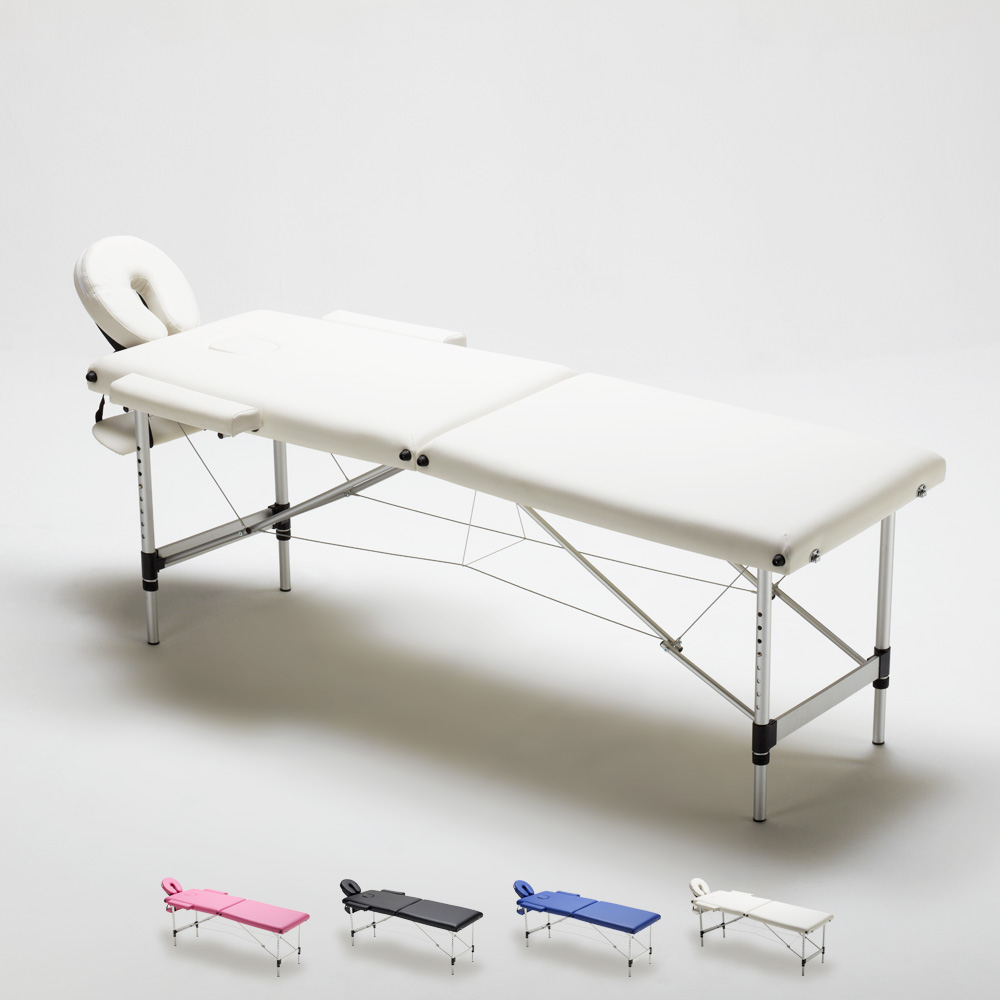 Lettino da Massaggio in Alluminio Pieghevole Portatile 2 Zone 210 cm Shiatsu