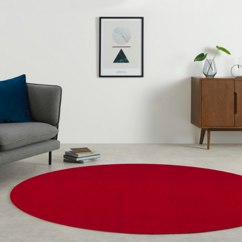Tappeto rotondo moderno rosso soggiorno camera ufficio 80cm Casacolora CCTOROS Promozione