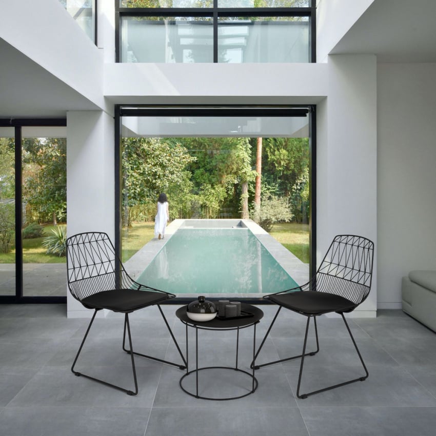 Ensemble Etzy : Table et 2 chaises design d'intérieur et d'extérieur pour jardin 