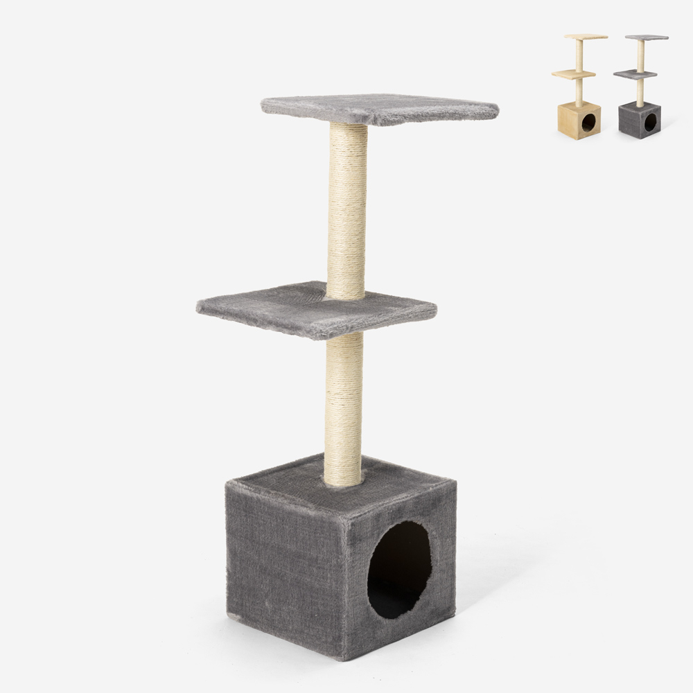 miniatura 11 - Tiragraffi per gatti a colonna 2 piani 95 cm piattaforma peluche cuccia colonna 
