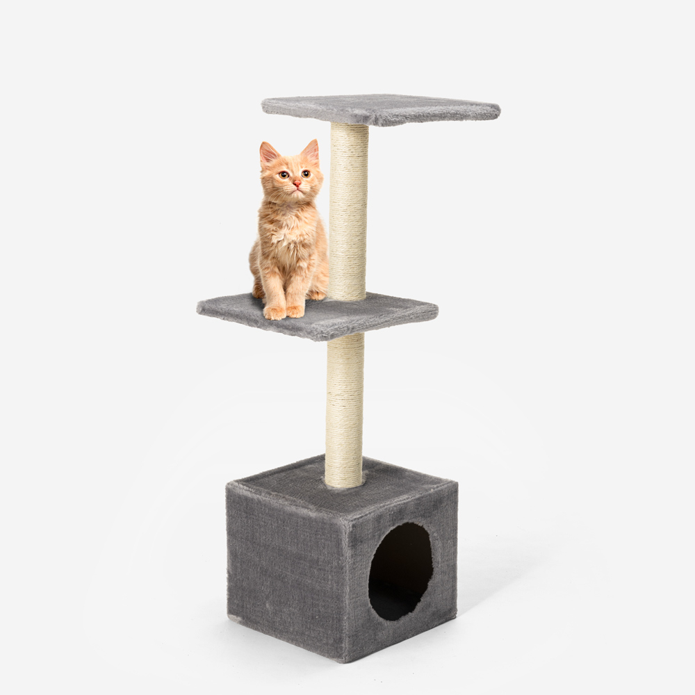 miniatura 13 - Tiragraffi per gatti a colonna 2 piani 95 cm piattaforma peluche cuccia colonna 
