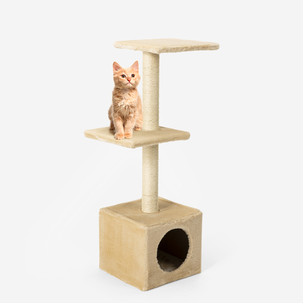 miniatura 20 - Tiragraffi per gatti a colonna 2 piani 95 cm piattaforma peluche cuccia colonna 