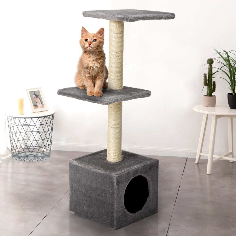 miniatura 12 - Tiragraffi per gatti a colonna 2 piani 95 cm piattaforma peluche cuccia colonna 