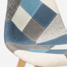 Sedia design nordico patchwork legno e tessuto cucina bar ristorante Robin 