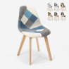 Sedia design nordico patchwork legno e tessuto cucina bar ristorante Robin Sconti
