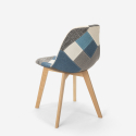 Sedia design nordico patchwork legno e tessuto cucina bar ristorante Robin 